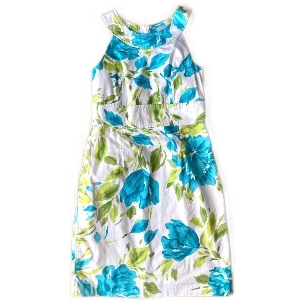 Closet Closing 🚧 Blue Floral White Sleeveless Pencil Dress sz 6